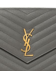 Grain De Poudre Matelasse Chevron Monogram Envelope Clutch Fog
