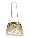 Metallic Caviar Quilted Small CHNL 25 Handbag Gold