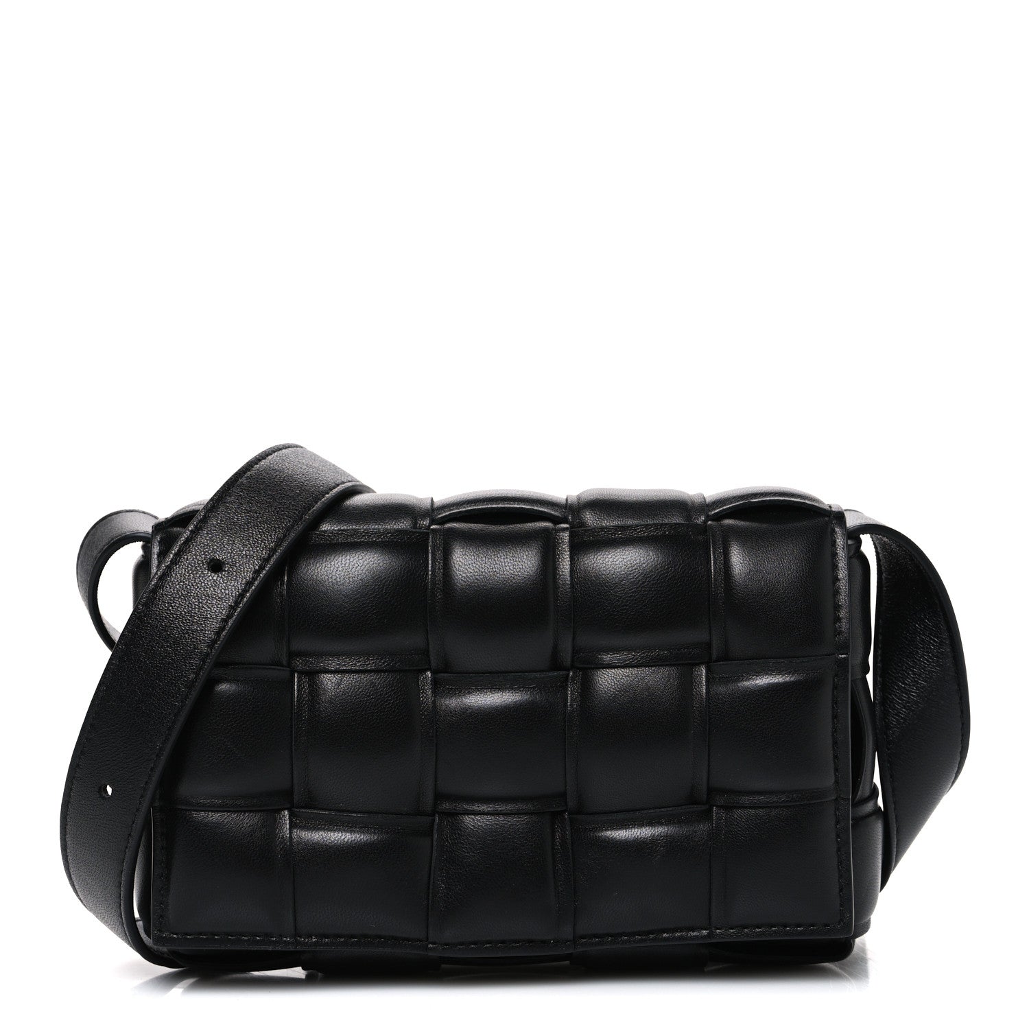 Nappa Maxi Intreccio Small Padded Cassette Crossbody Bag Black