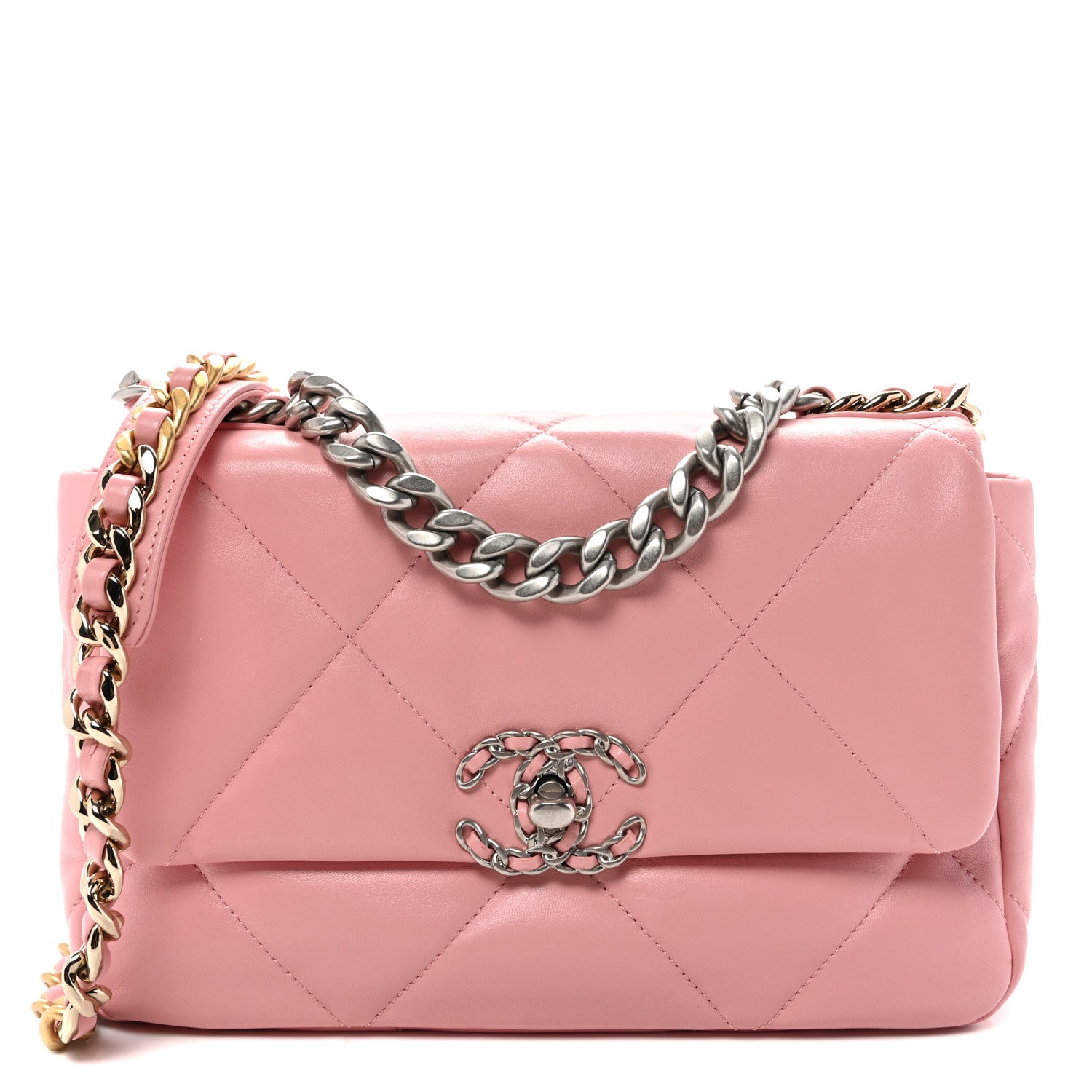 Lambskin Quilted Medium CHNL 19 Flap Light Pink