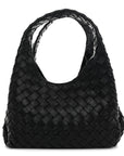 Nappa Intrecciato Small Campana Shoulder Bag Black