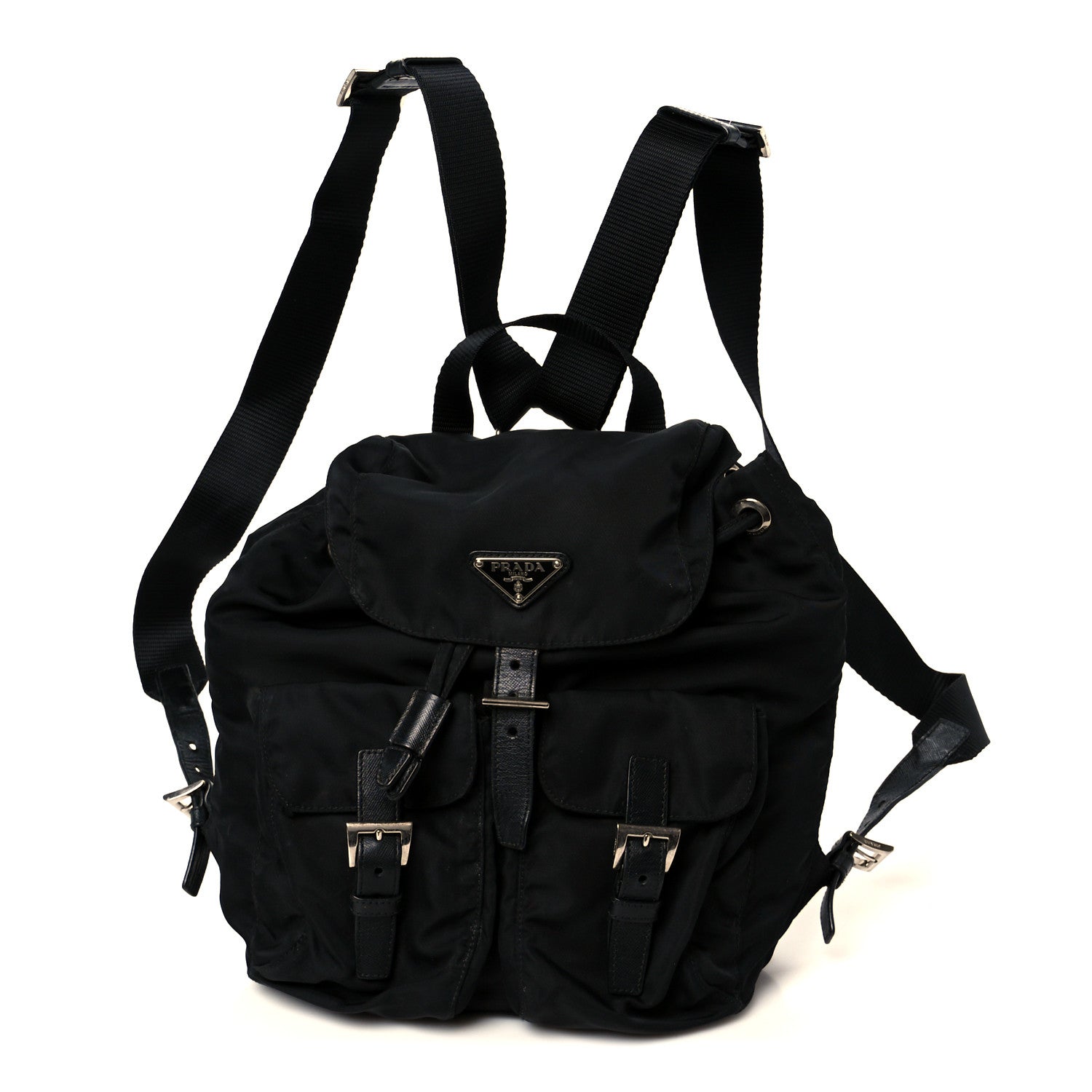 Tessuto Nylon Saffiano Small Backpack Black