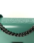 Glazed Calfskin Medium Boy Flap Green