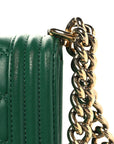 Lambskin Quilted Small Boy Flap Green