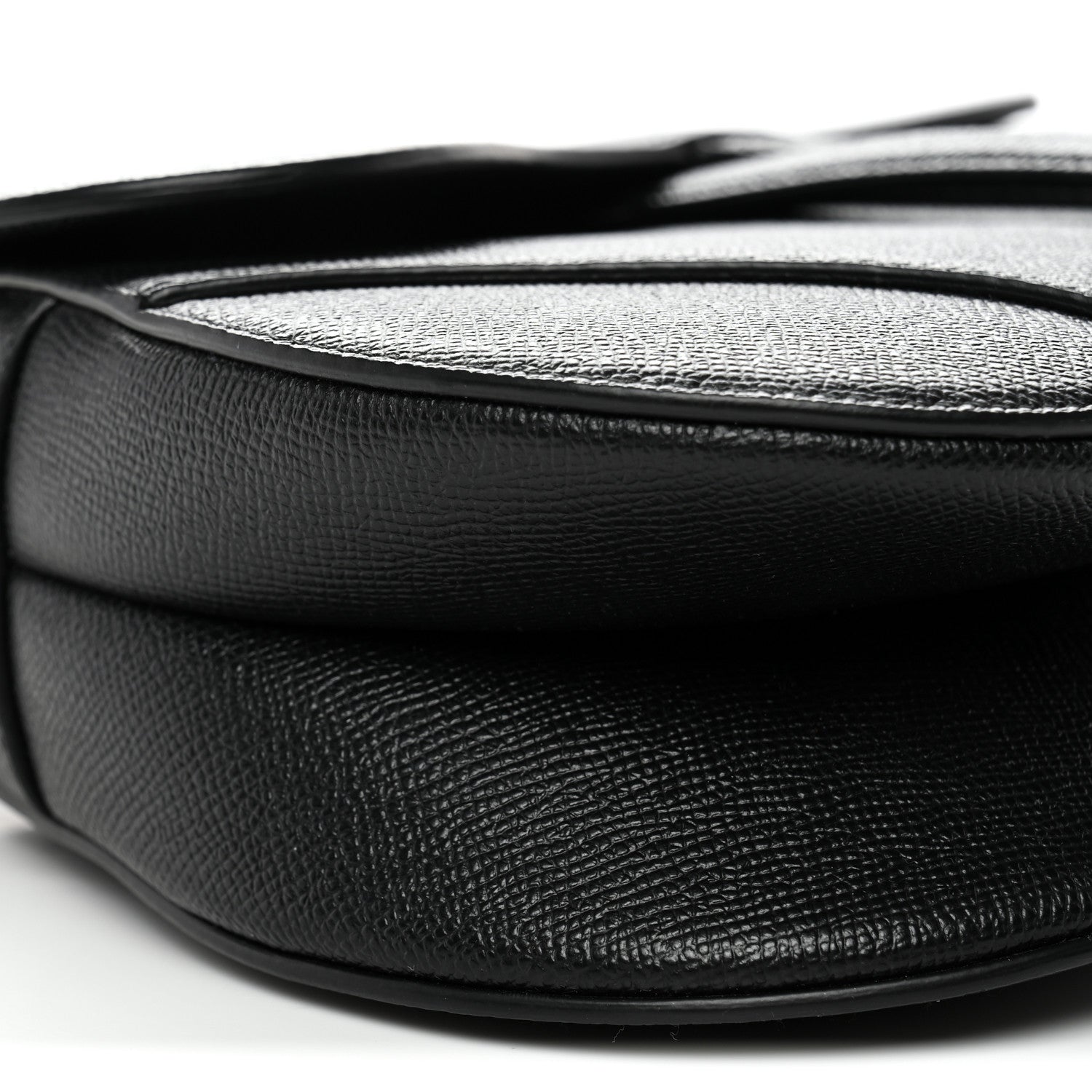 Grained Calfskin Saddle Bag With Strap Black