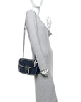 Vintage Effect Calfskin Matelasse Diagonal Small Torchon GG Marmont Shoulder Bag Blue Agata Mystic White