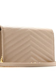 Grain De Poudre Matelasse Chevron Monogram Envelope Chain Wallet Dark Beige