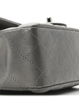 Metallic Lambskin Quilted Mini Rectangular Flap  Dark Grey