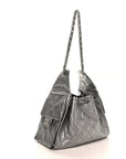 Metallic Caviar Quilted Small CHNL 25 Handbag Silver