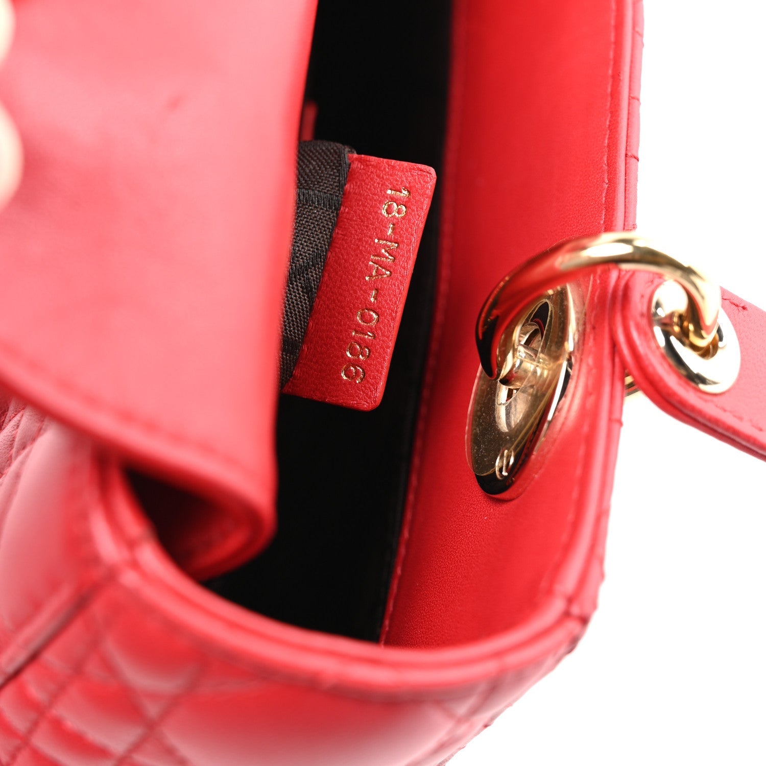 Lambskin Cannage Small Lucky Badges Lady D1OR Red