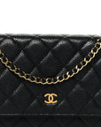 Caviar Quilted Wallet on Chain WOC Black