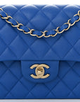 Caviar Quilted Small Double Flap Blue