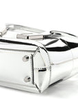 Mirror Laminated Nappa Maxi Intrecciato Mini Arco  Silver