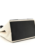 Cotton Canvas Satin Calfskin S Navy Cabas Natural Black