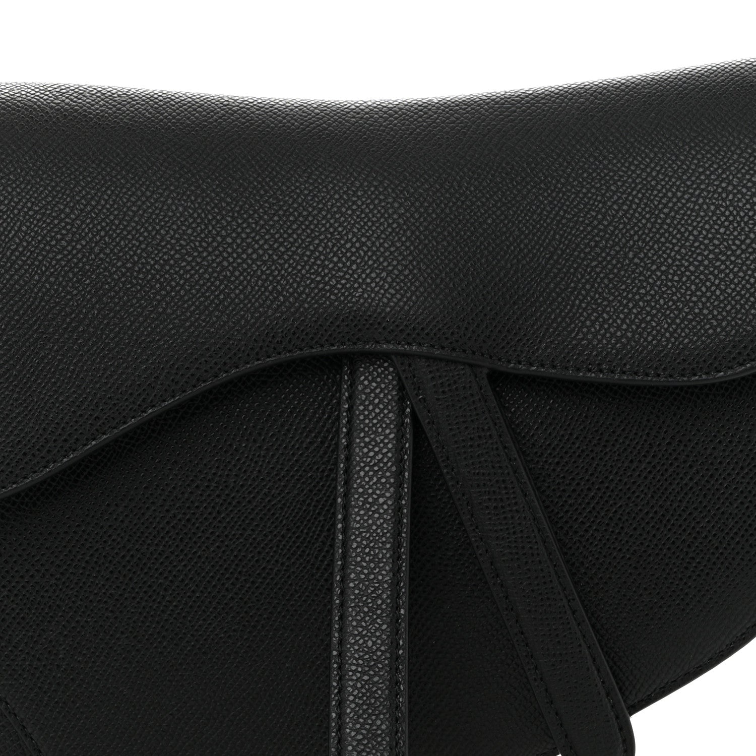 Grained Calfskin Saddle Bag Black