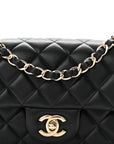 Lambskin Quilted Mini Rectangular Flap Black