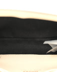 Satin Crystal Medusa Chain Clutch Beige