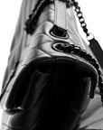 Calfskin Y Quilted Monogram Large Loulou Chain Satchel Black