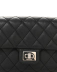 Grained Calfskin Quilted 2.55 Reissue Flap Belt Bag Clutch Black