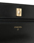 Pearly Lambskin Quilted Charms Wallet On Chain WOC Black