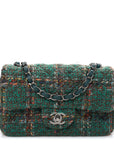 Tweed Quilted Mini Rectangular Flap Green
