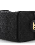 Washed Denim Quilted Mini CHNL 25 Handbag Black