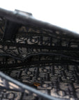 Oblique Embroidered Saddle Bag Blue