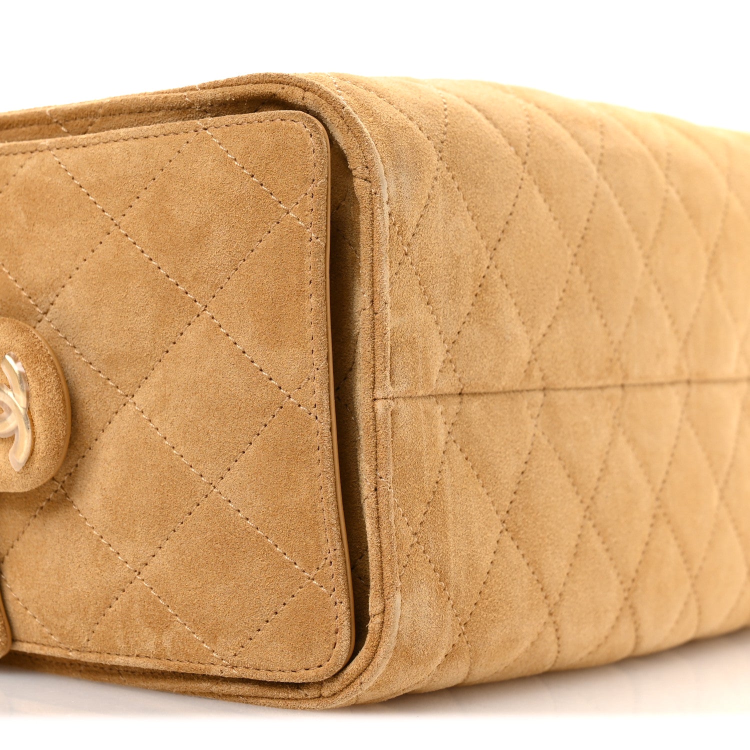 Suede Quilted Small CHNL 25 Handbag Beige