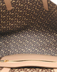 Calfskin TB Motif Embossed Medium Tote Camel