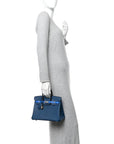 Epsom Tri-Color Birkin 25 Deep Bleu Bleu Hydra Black
