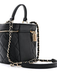 Lambskin Quilted Trendy Vanity Case Black