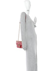 Calfskin Matelasse Mini GG Marmont Shoulder Bag Hibiscus Red