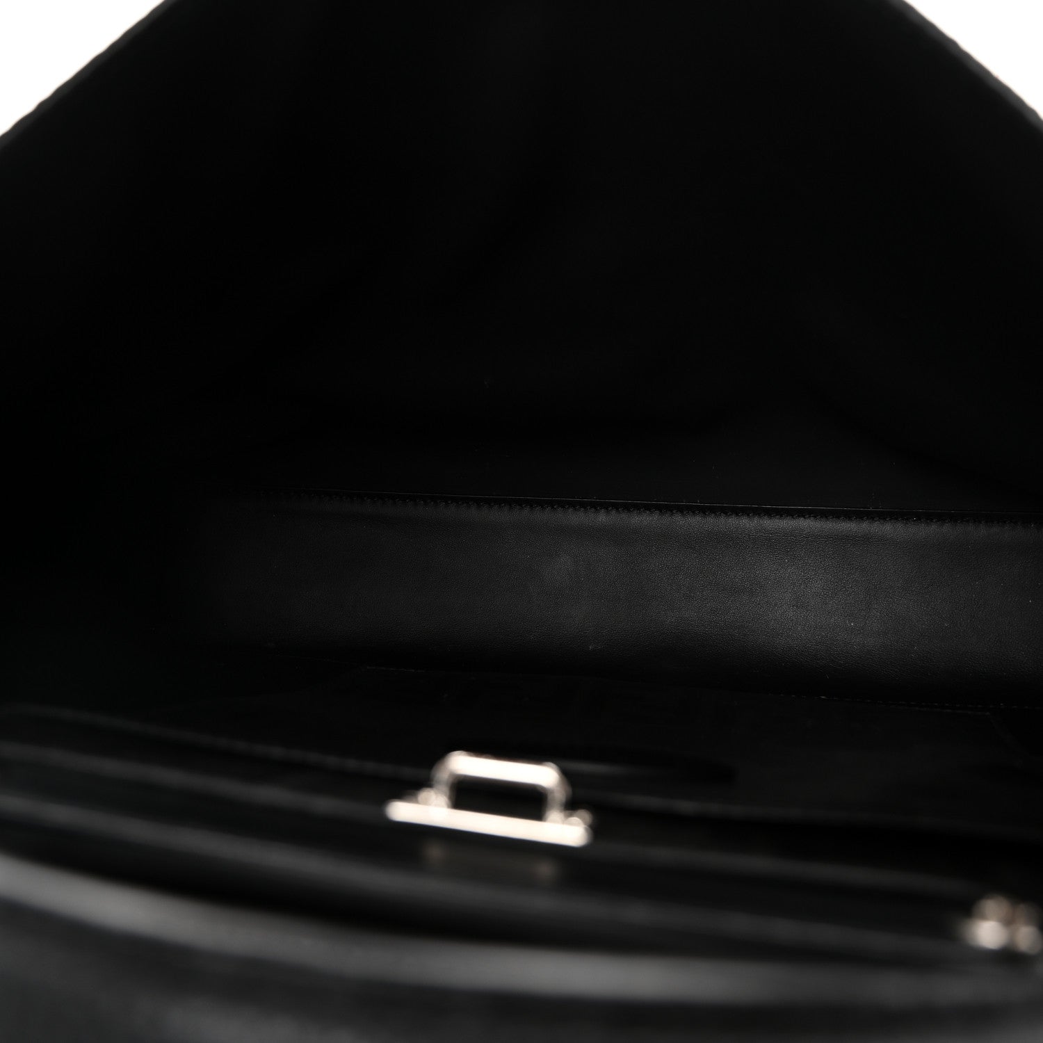 Cuoio Romano Selleria Vitello Grace Glazed Fabric FF 1974 Large Peekaboo Iconic Essential Satchel Black