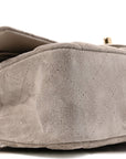 Suede Quilted Medium Double Flap Grey