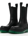 Calfskin The Tire Chelsea Boots 35 Black Green