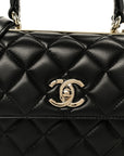 Lambskin Quilted Small Trendy CC Dual Handle Flap Bag Black