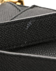 Grained Calfskin Mini Saddle Bag With Strap Black