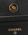 Caviar Quilted Wallet on Chain WOC Black