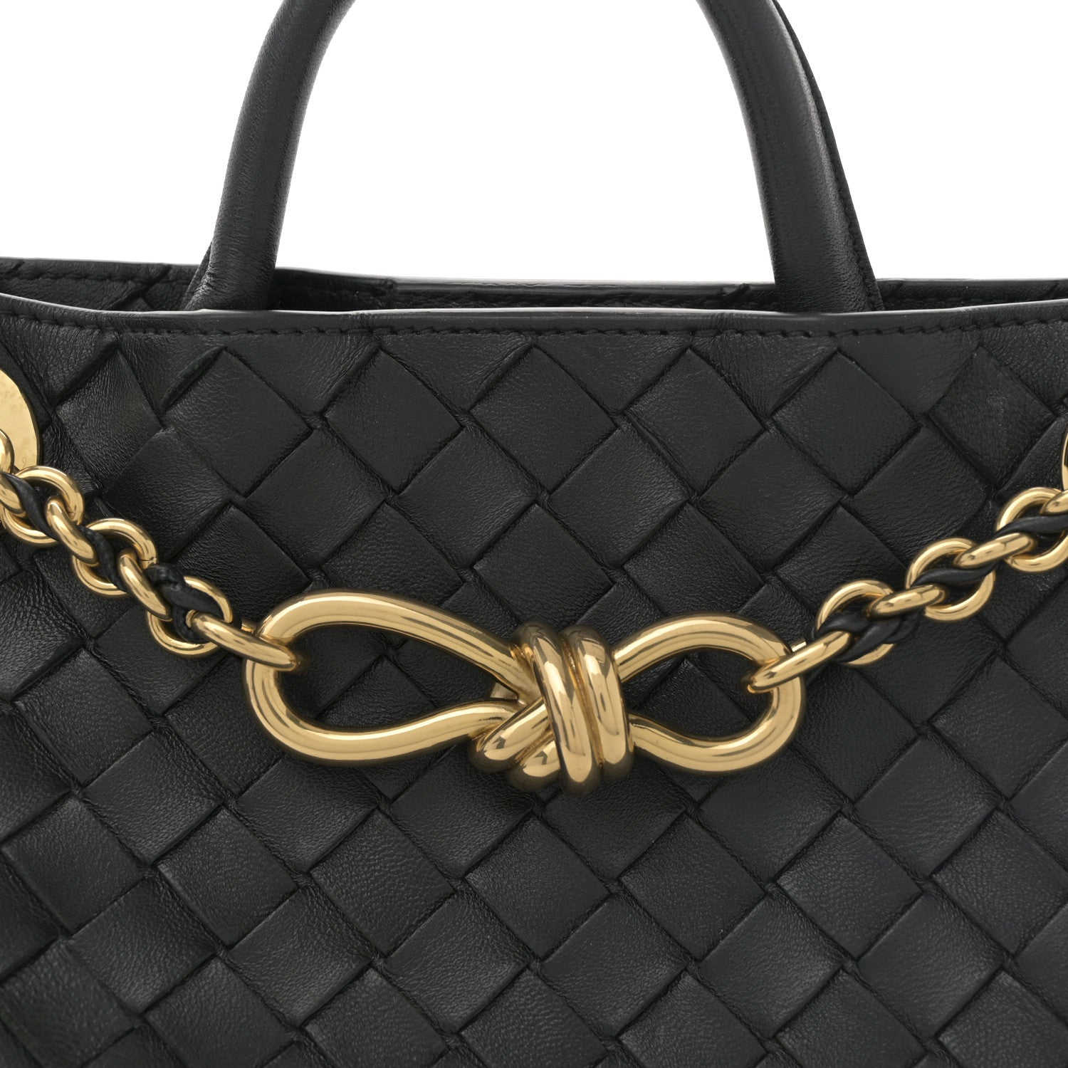 Nappa Intrecciato Small Andiamo With Chain Shoulder Bag Black