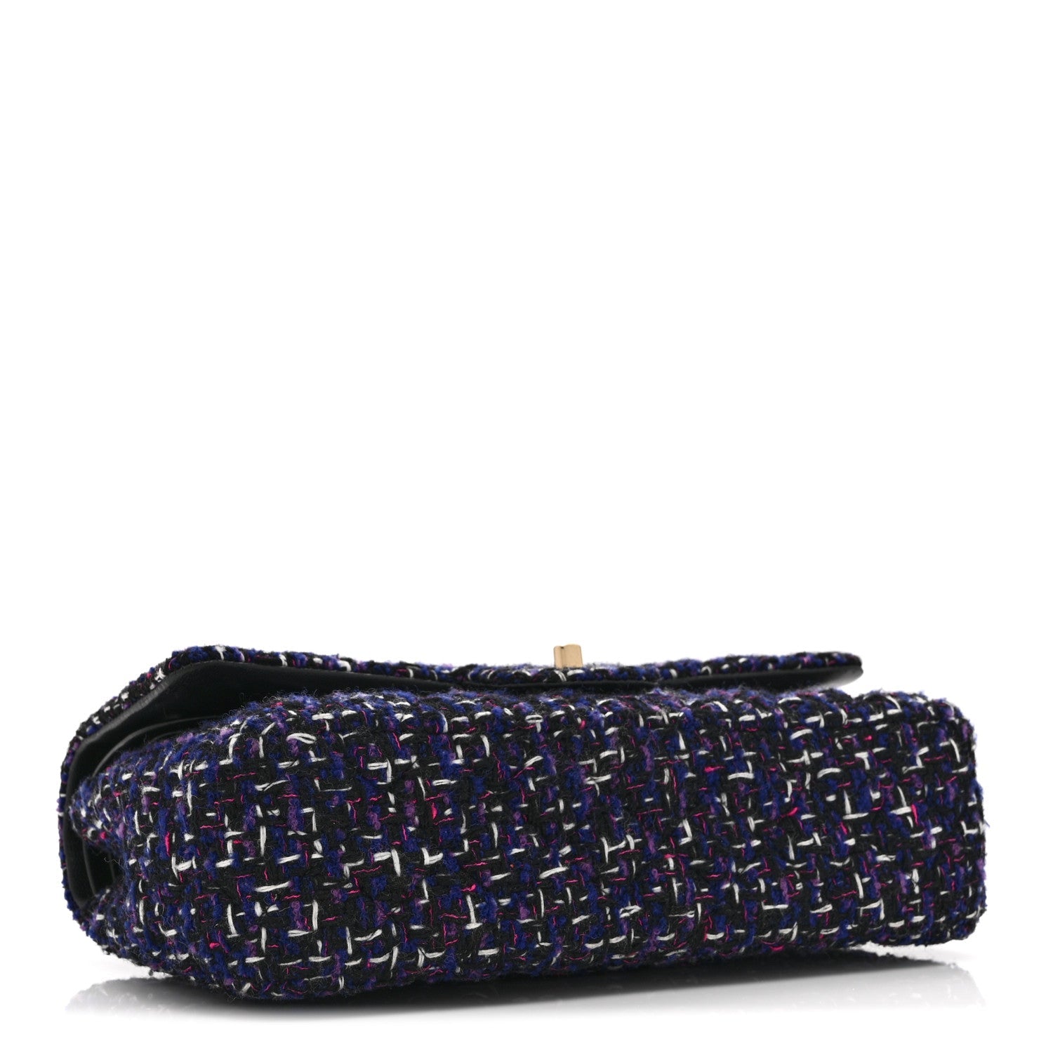 Tweed Quilted Medium Double Flap Dark Purple