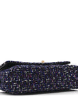 Tweed Quilted Medium Double Flap Dark Purple
