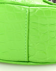 Extra Supple Calfskin Crocodile Embossed Le Cagole Shoulder Bag XS Acid Green
