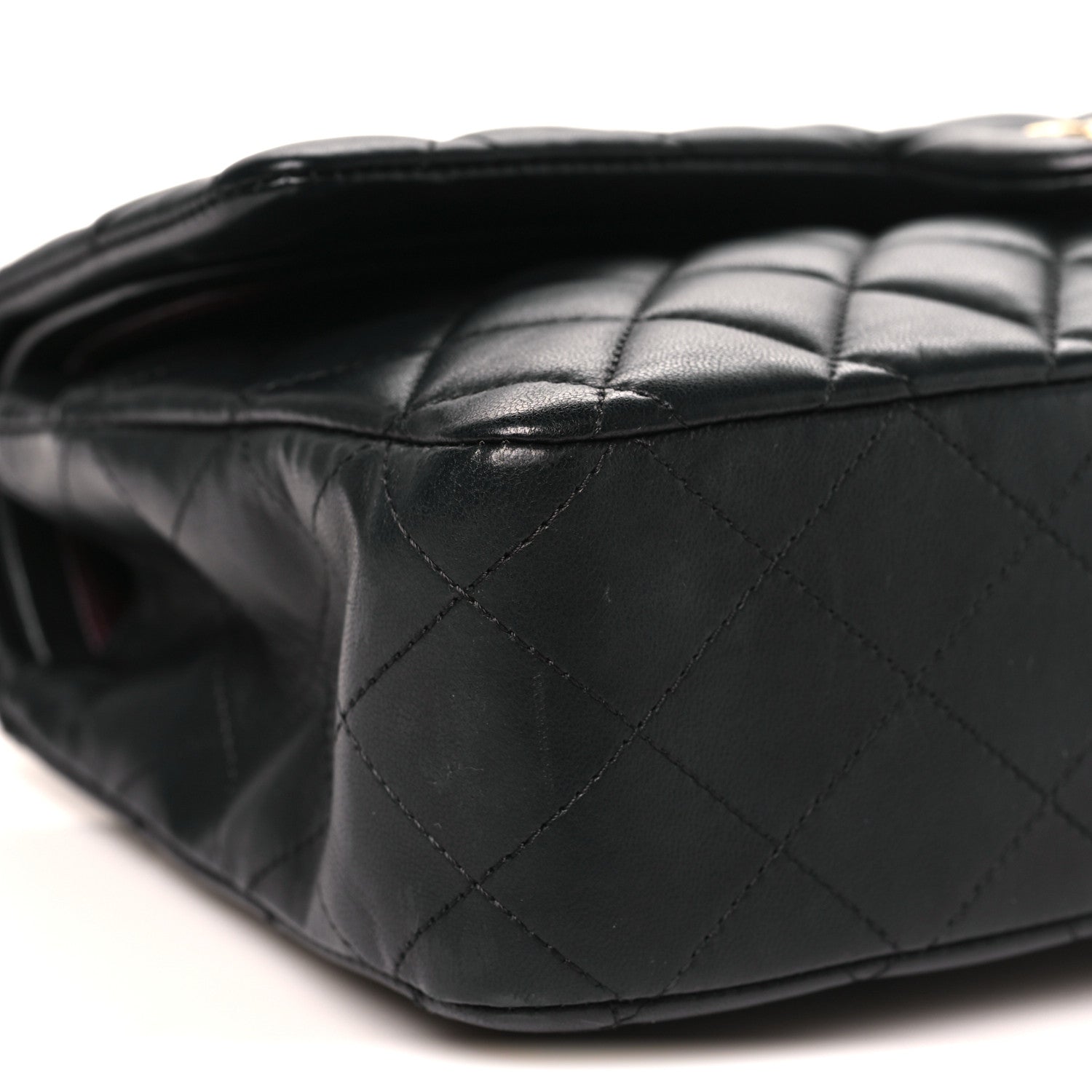 Lambskin Quilted Medium Double Flap Black