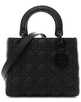Ultra Matte Calfskin Cannage Medium Lady D1OR Black