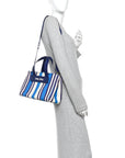 Canapa Vitello Striped Small Tote Turchese