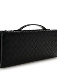Nappa Intrecciato Long Andiamo Top Handle Clutch Black