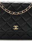 Lambskin Quilted Wallet On Chain WOC Black