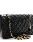 Caviar Quilted Medium Double Flap Black