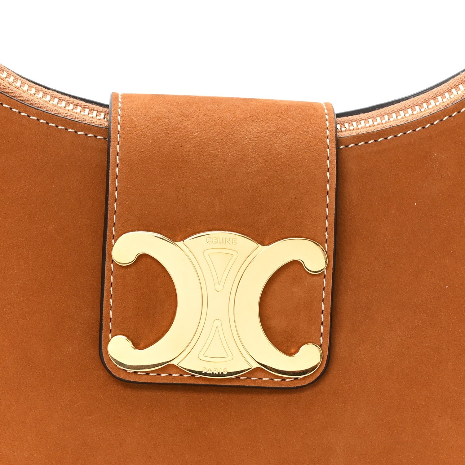 Suede Medium Strap Ava Triomphe Shoulder Bag Camel