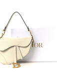 Grained Calfskin Saddle Bag White